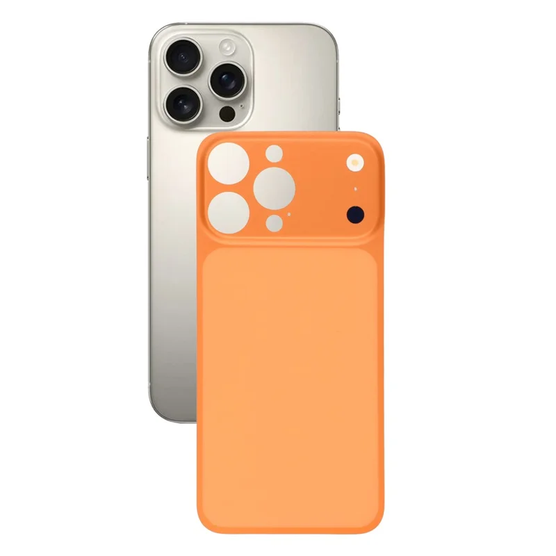 For iPhone 15 Pro Max Back Cover Film Transform to 17 Pro Max Full Coverage PMMA Phone Back Protector - Orange - 1