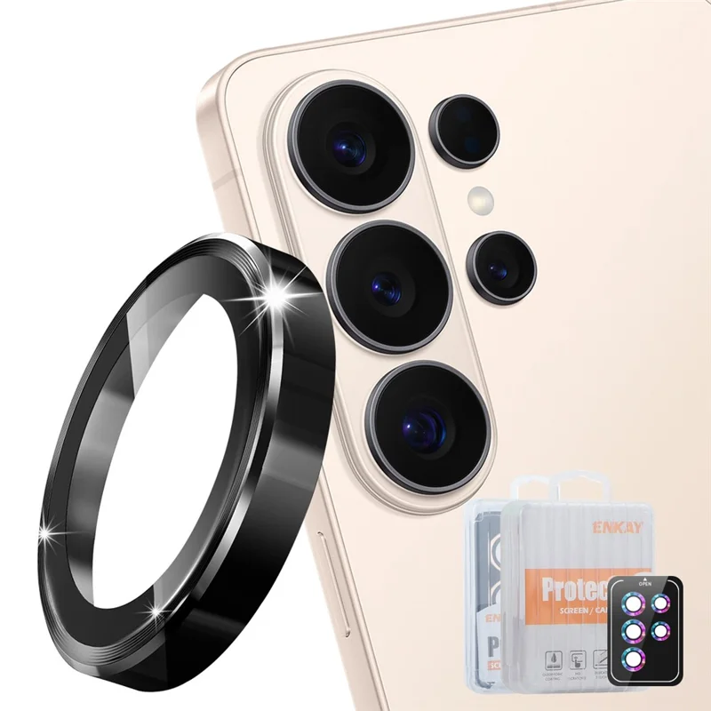 ENKAY HAT PRINCE For Samsung Galaxy S26 Ultra Camera Lens Protector Metal Ring Lens Film - Black - 1