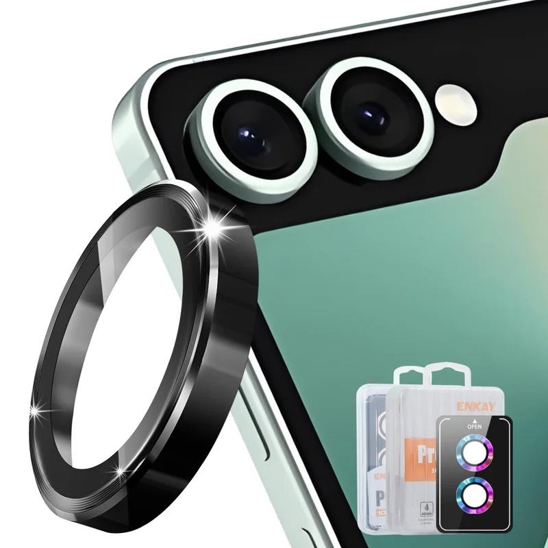 Hat Prince for Samsung Galaxy Z Flip8 Camera Lens Protector ENKAY HAT PRINCE Metal Ring Lens Film - Black - 1