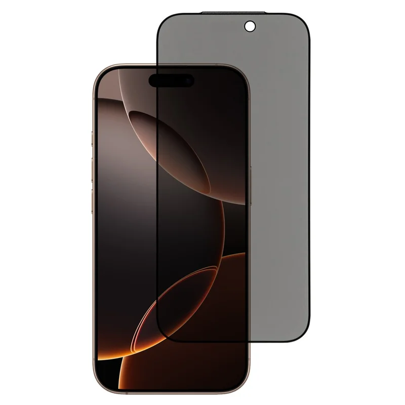 For iPhone 18 Pro Privacy Screen Protector Matte Silk Printing Anti-Spy Tempered Glass Film with Dust-Proof Mesh - Black - 1