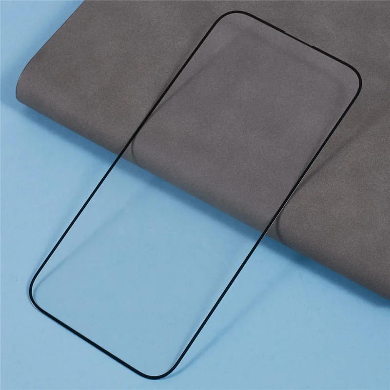 For iPhone 18 Pro Max Screen Protector Silk Print Full Glue 9D Tempered Glass Film - Black - 4