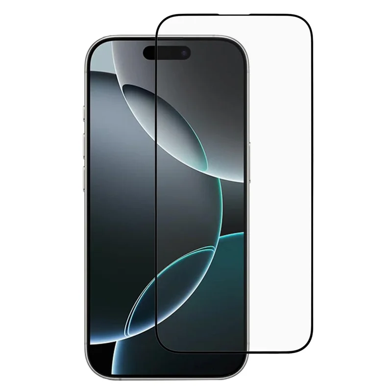 For iPhone 18 Pro Screen Protector Silk Print Full Glue 9D Tempered Glass Film - Black - 1