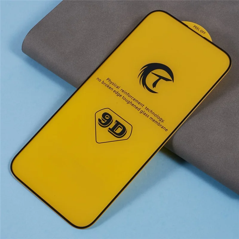 For iPhone 18 Pro Screen Protector Silk Print Full Glue 9D Tempered Glass Film - Black - 3