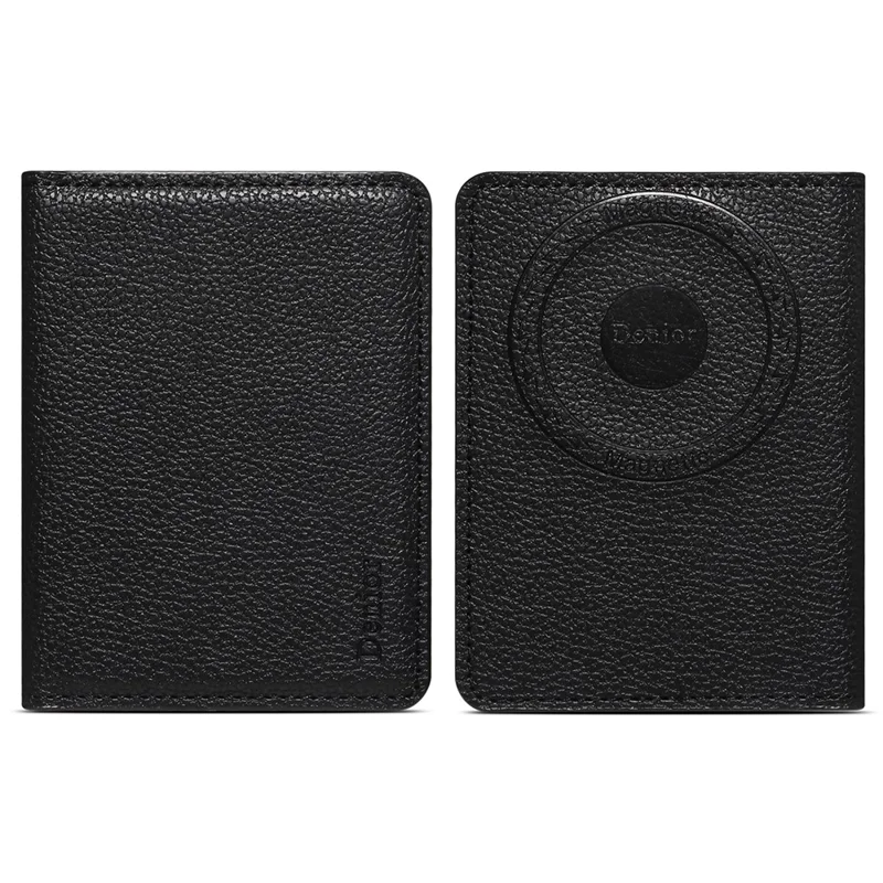 DENIOR V28 PU Leather Wallet for iPhone , Magnetic Card Holder Case Phone Back Cash Pocket - Black - 1