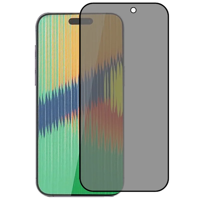 For iPhone 15 Full Coverage Anti-Spy Screen Protector Silk Printing Side Glue Tempered Glass Film - 1