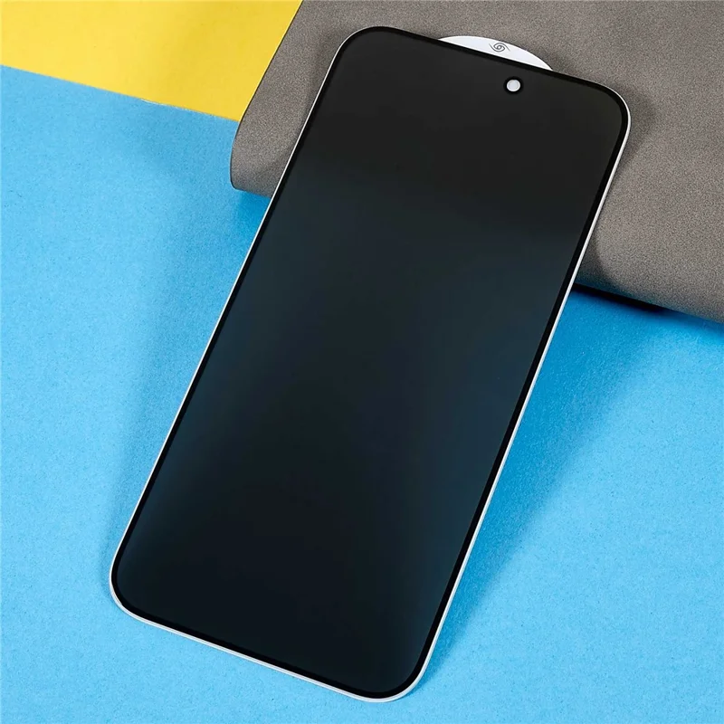 For iPhone 15 Full Coverage Anti-Spy Screen Protector Silk Printing Side Glue Tempered Glass Film - 3