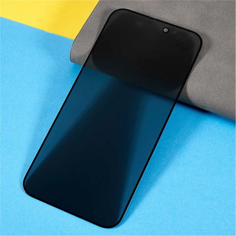 For iPhone 15 Full Coverage Anti-Spy Screen Protector Silk Printing Side Glue Tempered Glass Film - 4