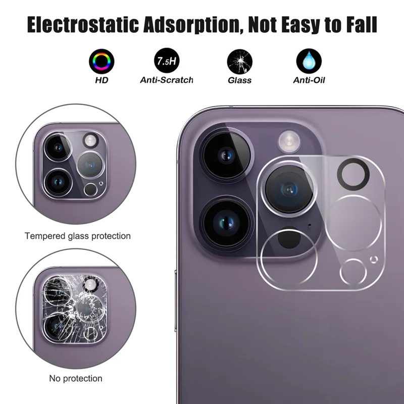 For iPhone 15 Pro Tempered Glass Screen Protector Anti-fingerprint Film + Camera Lens Protector - 3