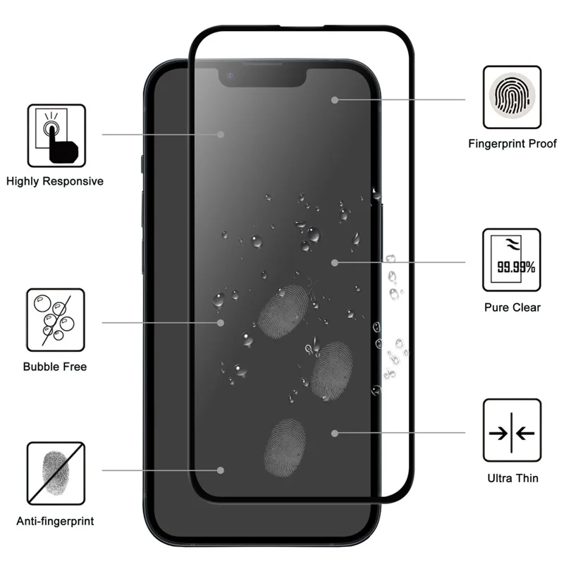 For iPhone 15 Plus HD Clear Dustproof Phone Screen Film Black Edge Full Glue AGC Glass Covering Protector - 2