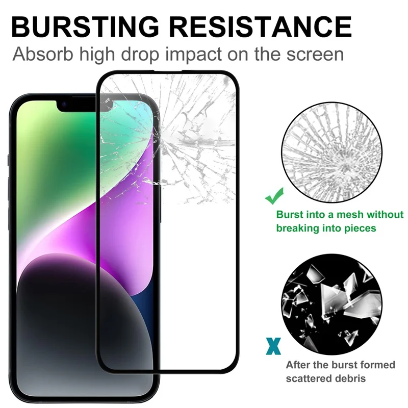 For iPhone 15 Plus HD Clear Dustproof Phone Screen Film Black Edge Full Glue AGC Glass Covering Protector - 4
