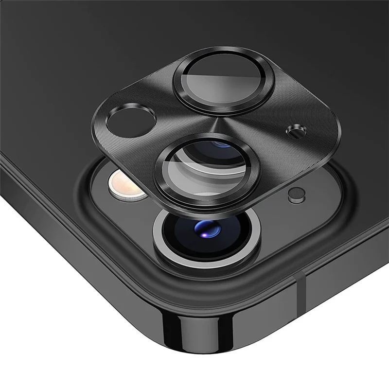 ENKAY HAT PRINCE For iPhone 15 / 15 Plus Camera Lens Protector Aluminum Alloy + Tempered Glass Integrated Full Cover Lens Film - Black - 1