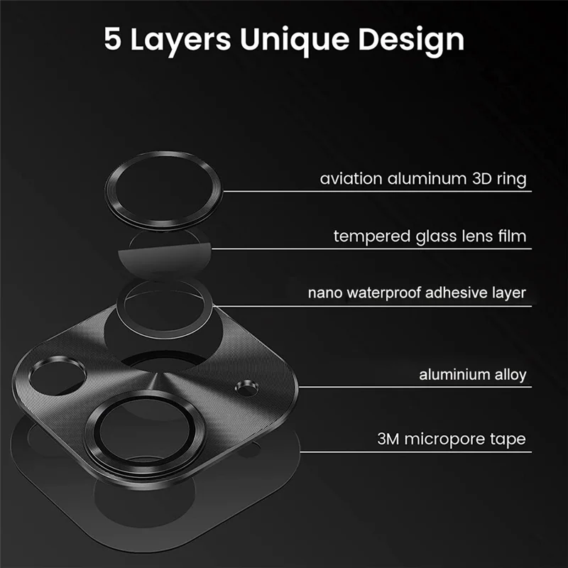 ENKAY HAT PRINCE For iPhone 15 / 15 Plus Camera Lens Protector Aluminum Alloy + Tempered Glass Integrated Full Cover Lens Film - Black - 2