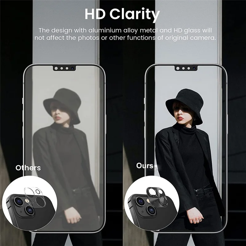 ENKAY HAT PRINCE For iPhone 15 / 15 Plus Camera Lens Protector Aluminum Alloy + Tempered Glass Integrated Full Cover Lens Film - Black - 5