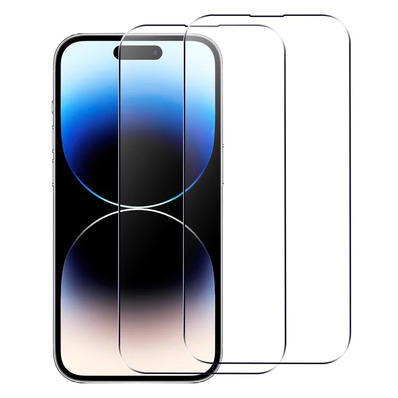 2Pcs Phone Screen Protector for iPhone 15 Pro Max , Anti-explosion 2.5D Arc Edge Tempered Glass Film - 1