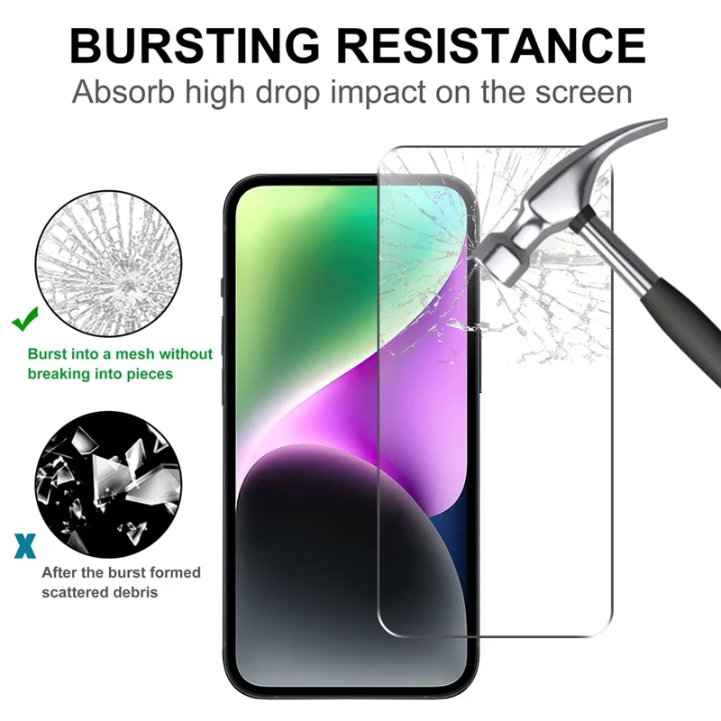 2Pcs 2.5D Arc Edge HD Clear Screen Protector for iPhone 15 , Anti-explosion Tempered Glass Screen Film - 3