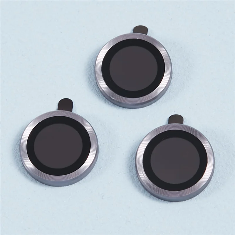 For iPhone 15 Pro / 15 Pro Max 1 Set Camera Lens Protector Metal Ring Tempered Glass Electroplating CD Vein Lens Film - Purple - 3