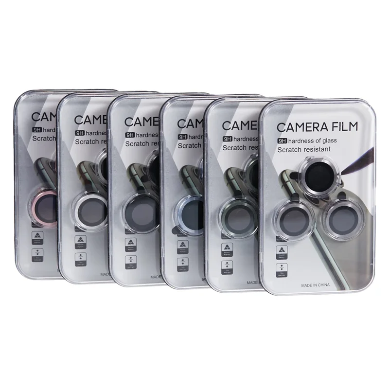 For iPhone 15 Pro / 15 Pro Max 1 Set Camera Lens Protector Metal Ring Tempered Glass Electroplating CD Vein Lens Film - Purple - 7