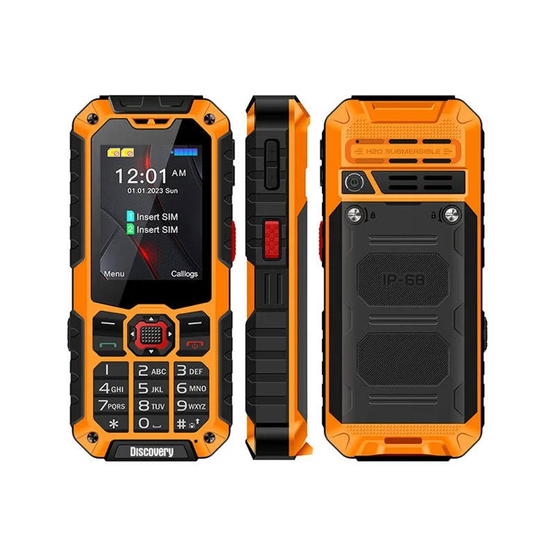 UNIWA S9 2.4-inch Rugged Cellphone IP68 Waterproof 4G Mobile Phone with Flashlight - Orange / EU Plug - 1