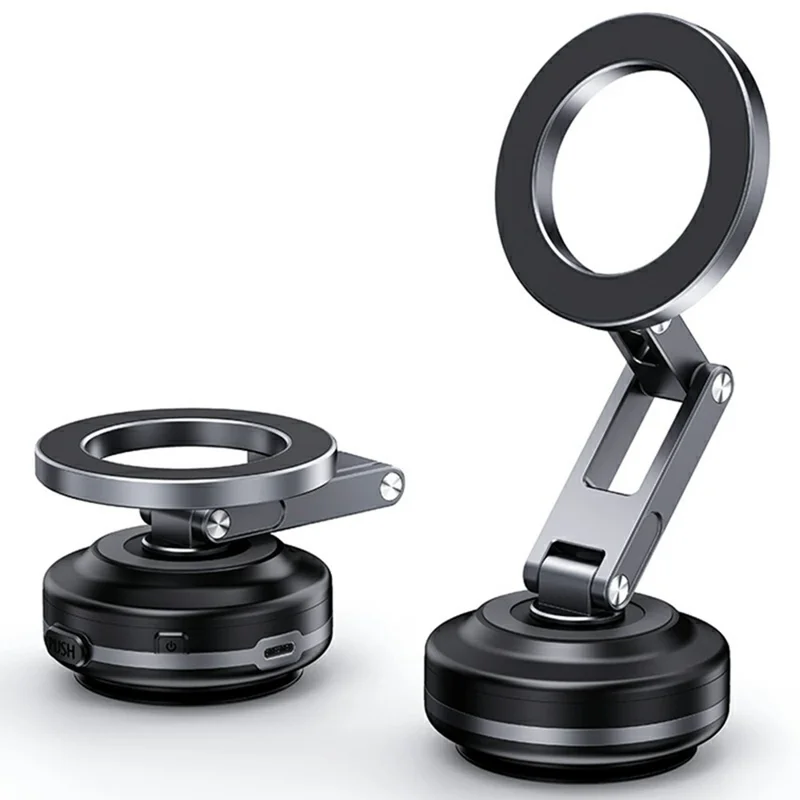 X63 Magnetic Car Phone Navigation Mount Vacuum Suction Cup Foldable Arm Aluminum Alloy Bracket - Grey - 1