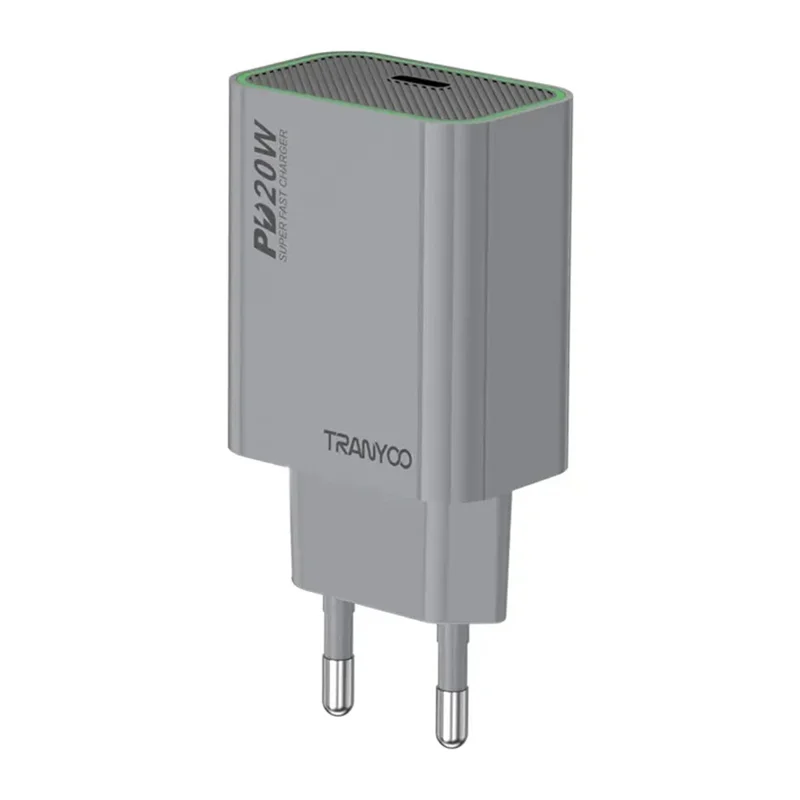 TRANYOO T-EU7 PD 20W Charger with Data Cable Fast Charging Power Adapter Universal Voltage - Type-C Port - 1