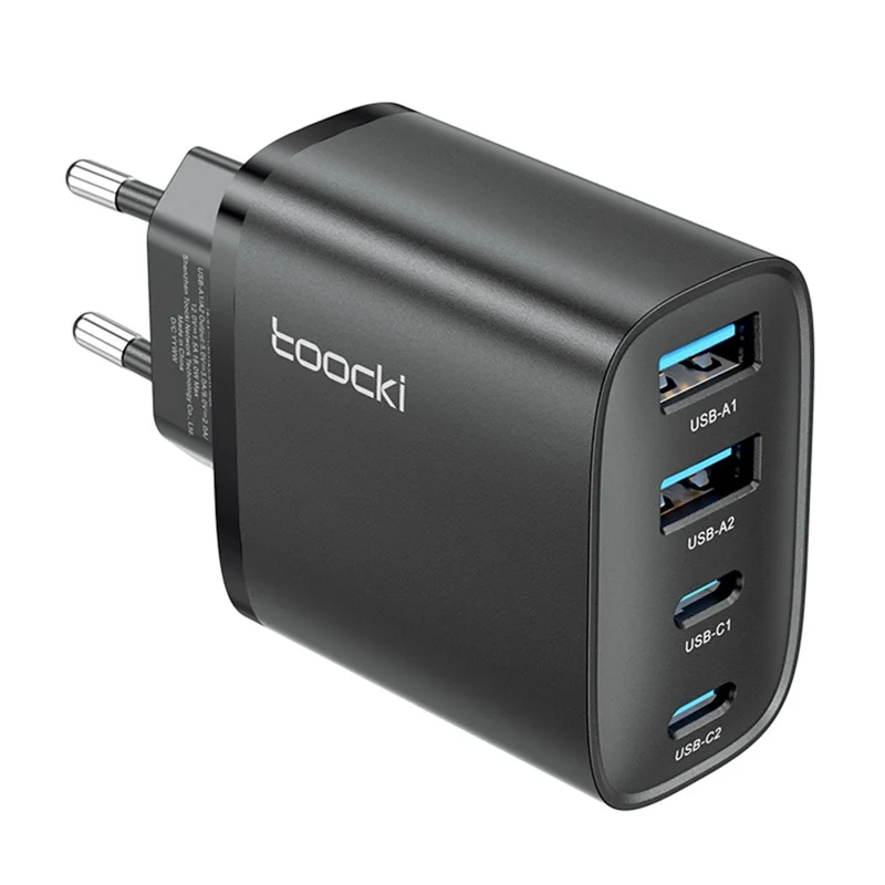 TOOCKI TC53402 40W GaN Fast Charger 4-Port 2 USB-C 2 USB-A 20W PD Quick Charging Power Adapter - Black / EU Plug - 1