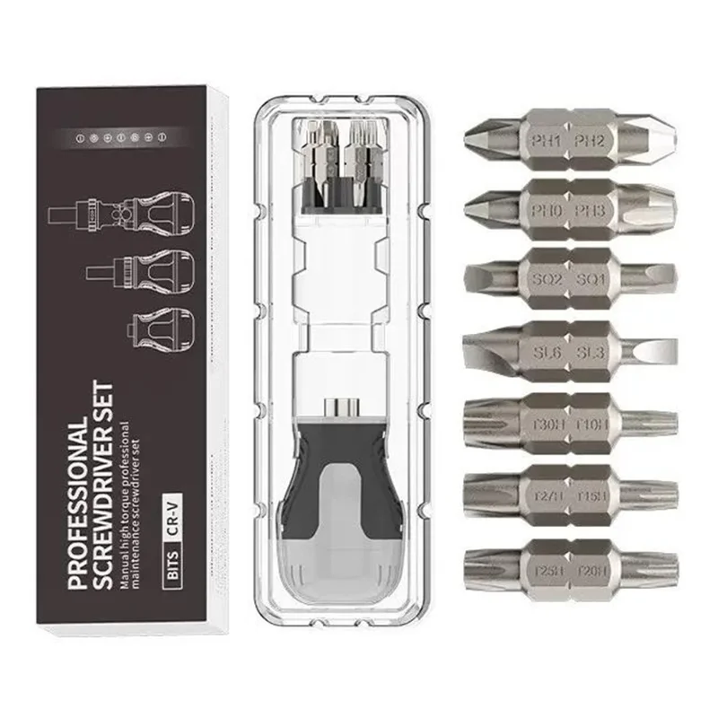 JIAFA 15 in 1 Dual Head Ratchet Screwdriver Set 14Pcs CRV Bits Magnetic Professional Repair Tool - 1