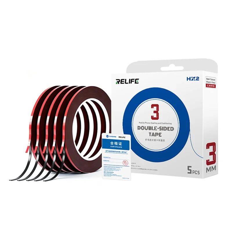 RELIFE HX2 5 Rolls 3mm Double-sided Tape Phone Screen Sealing Cushion Adhesive for Mobile Repair , Length: 10m - 1