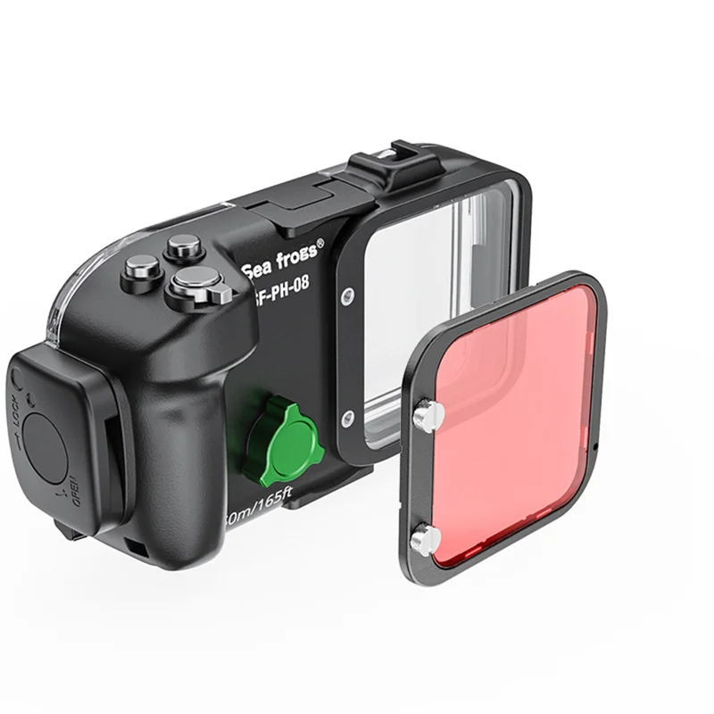SEA FROGS SF-PH-08 50m Waterproof Phone Case Professional Diving Housing with Vacuum Pump Handle - Black - 1