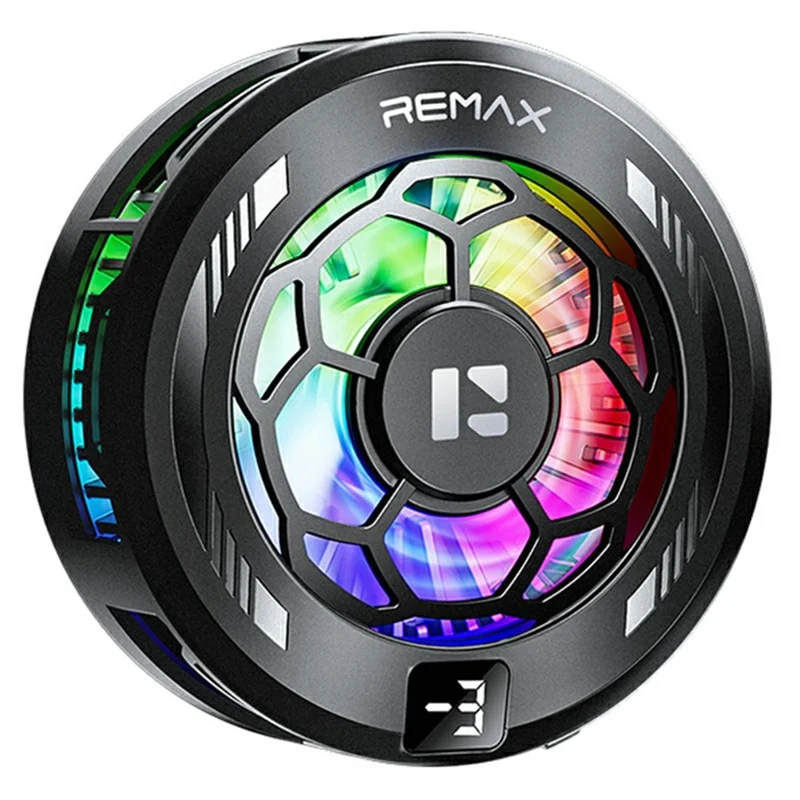 REMAX RT-F13 Magnetic Clamp Phone Cooler 3-Speed Adjustable Semiconductor Cooling Fan for Gaming - Black - 1