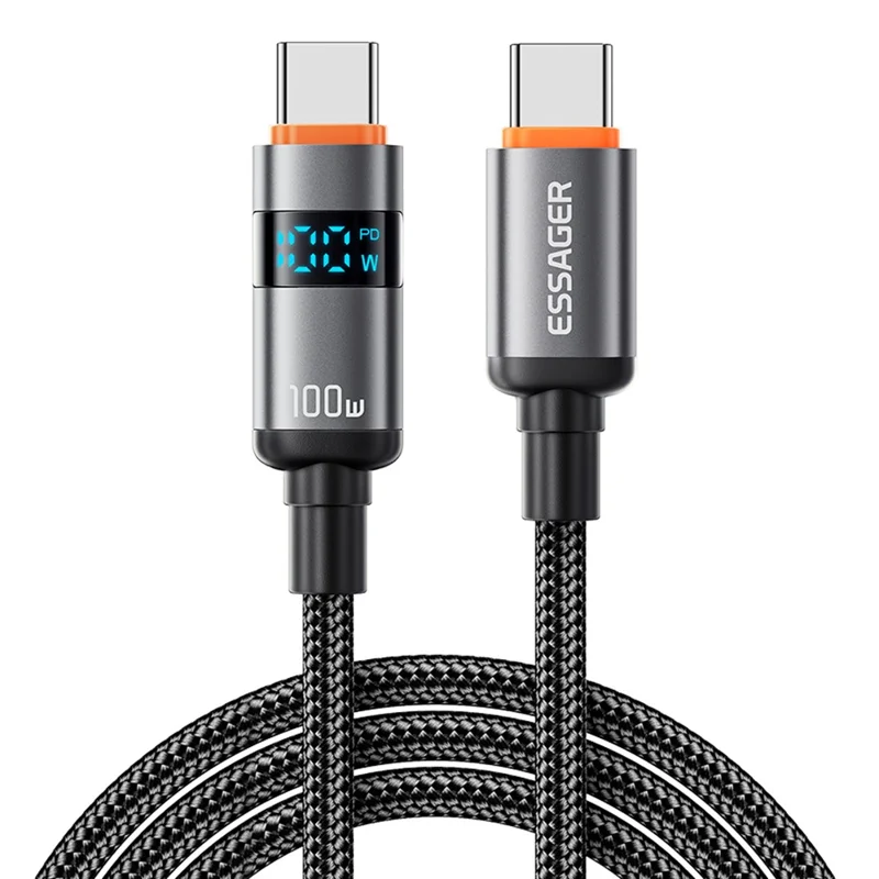 ESSAGER ES-X61 2m Type-C to Type-C Cable 100W Digital Display Phone Tablet Laptop Fast Charging Data Cord - 1