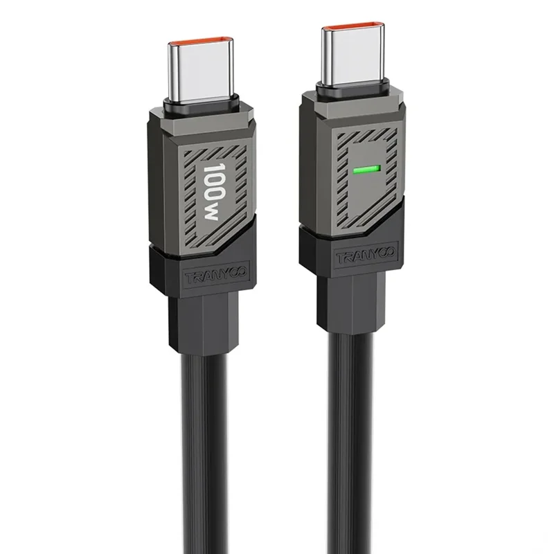 TRANYOO CC-2 1.2m Type-C to Type-C Cable 100W Fast Charging Phone Laptop Data Cord - Black - 1