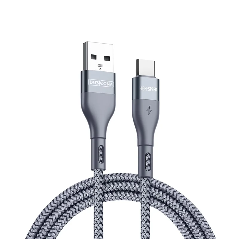 DUZZONA A8 for iPhone 15 Series 1m USB-A to Type-C 480Mbps Data Cable Nylon Braided Phone Charging Cord - 1