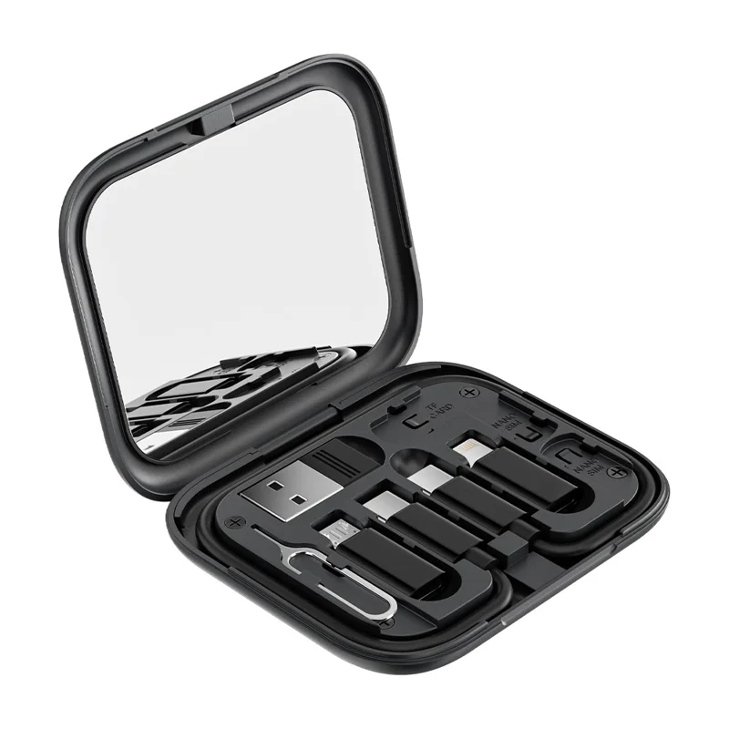 TOOCKI TQ-X11 Type-C to Type-C Cable USB+iP+Micro USB Adapters with Mirror Storage Case - 1