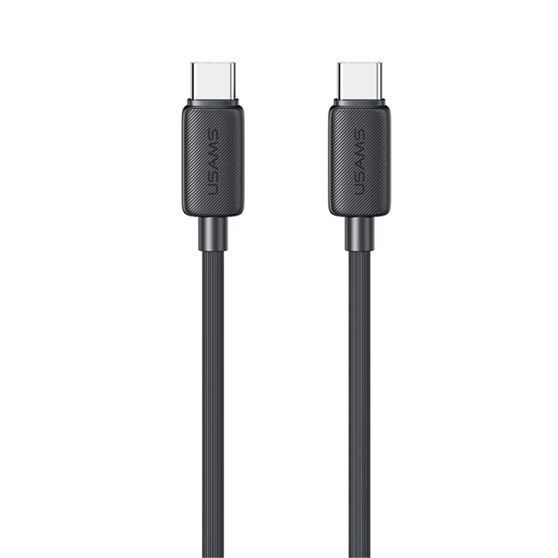 USAMS US-SJ696 2m PD 60W Fast Charging Cable Type-C to Type-C Charger Cord 480Mbps Charger Cable - Black - 1