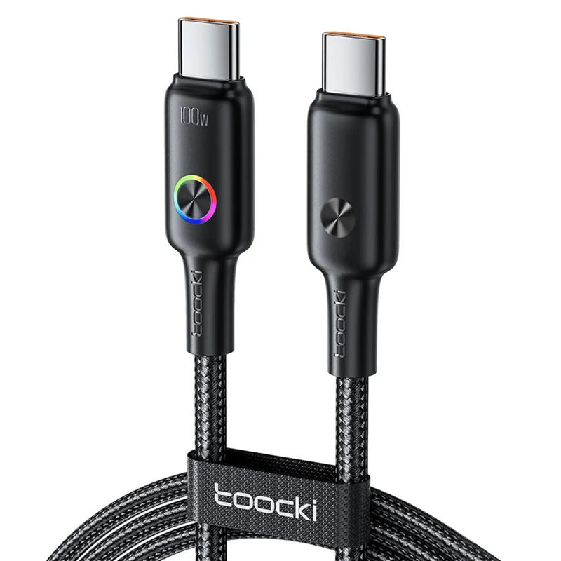 TOOCKI TQ-X45C2 1.8m Data Cable 100W Type-C Fast Charging Wire with Colorful Indicator - 1