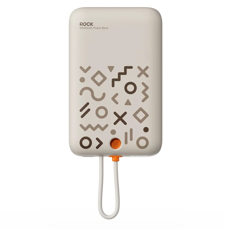 ROCK P28 10000mAh Magnetic Power Bank with Cable, Portable Phone Charger - Beige - 1