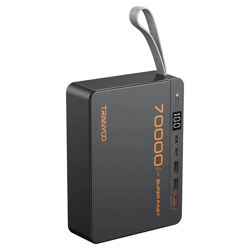 TRANYOO T-F17 70000mAh High Capacity Portable Charger PD 22.5W Fast Charging Power Bank - Black - 1