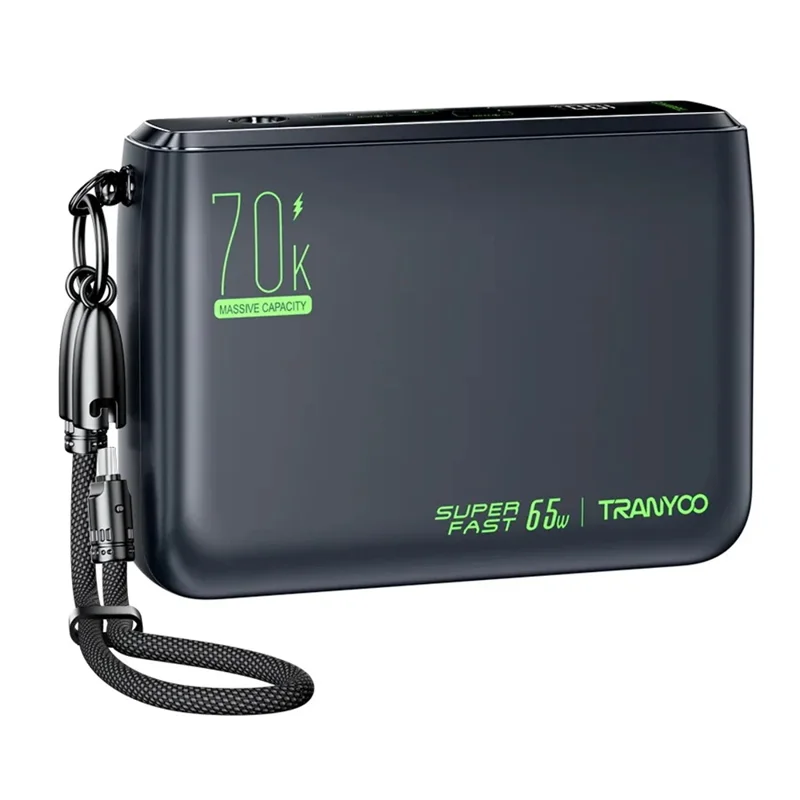TRANYOO T-L7 70000mAh Power Bank PD 65W Fast Charging Charger Large Capacity Long-Lasting - Black - 1