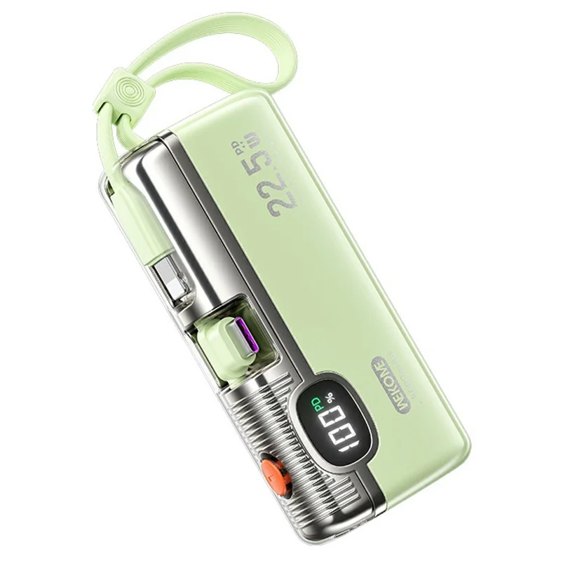 WEKOME G12X 5000mAh Power Bank 22.5W Fast Charging Built-in Cable LED Display Portable Charger - Green - 1