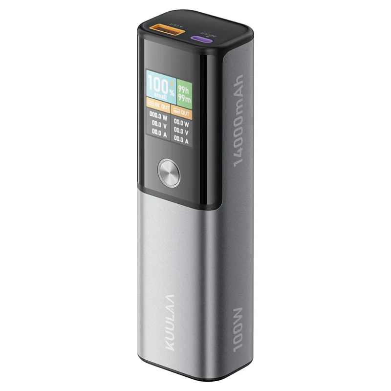 KUULAA KL-YD78 14000mAh Mini Power Bank 100W PD Fast Charging Smart TFT Display Portable Charger - Tarnish - 1