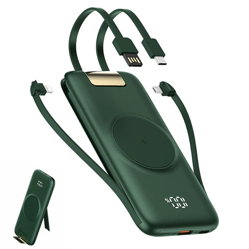 CYKE P2 20000mAh Power Bank with Charging Cable Portable Phone Charger with Stand - Green - 1