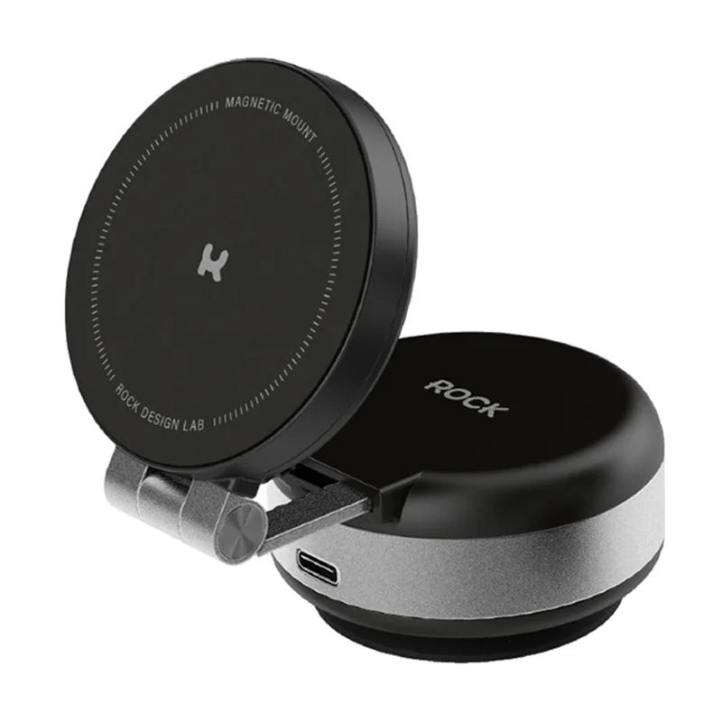ROCK Q16 Electric Suction Cup Magnetic Phone Holder Portable Phone Stand - Black - 1