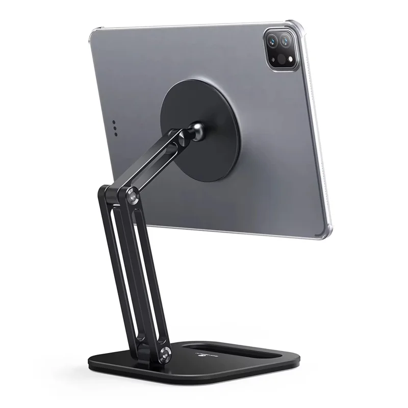 BONERUY C47 Magnetic Tablet Stand Dual Arm Foldable Aluminum Alloy Desktop Mount Holder - Black - 1