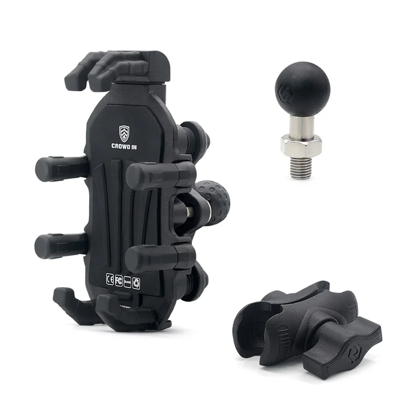 WUPP ZH-1990A2 Motorbike Phone Holder Anti-Shock Aluminium Alloy Phone Mount with M10 Ball - 1