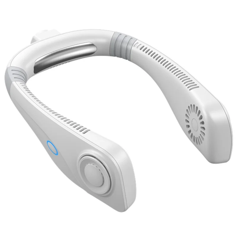 Aromatherapy Summer Air Cooling Neck Fan Leafless Hanging Neck Fan Bladeless Ventilator USB Rechargeable Neckband Fans Air Cooler - White - 1