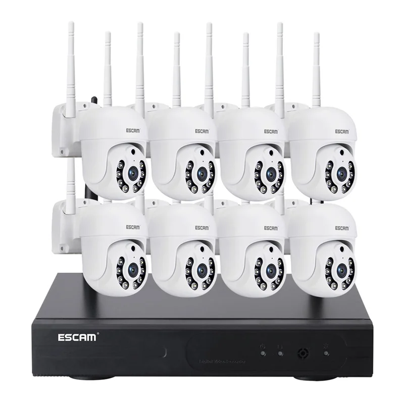 ESCAM WNK718 3MP Smart Home Security Camera NVR Set 8Pcs Wifi IP Cameras Outdoor Video CCTV Cameras Surveillance System - US Plug - 1
