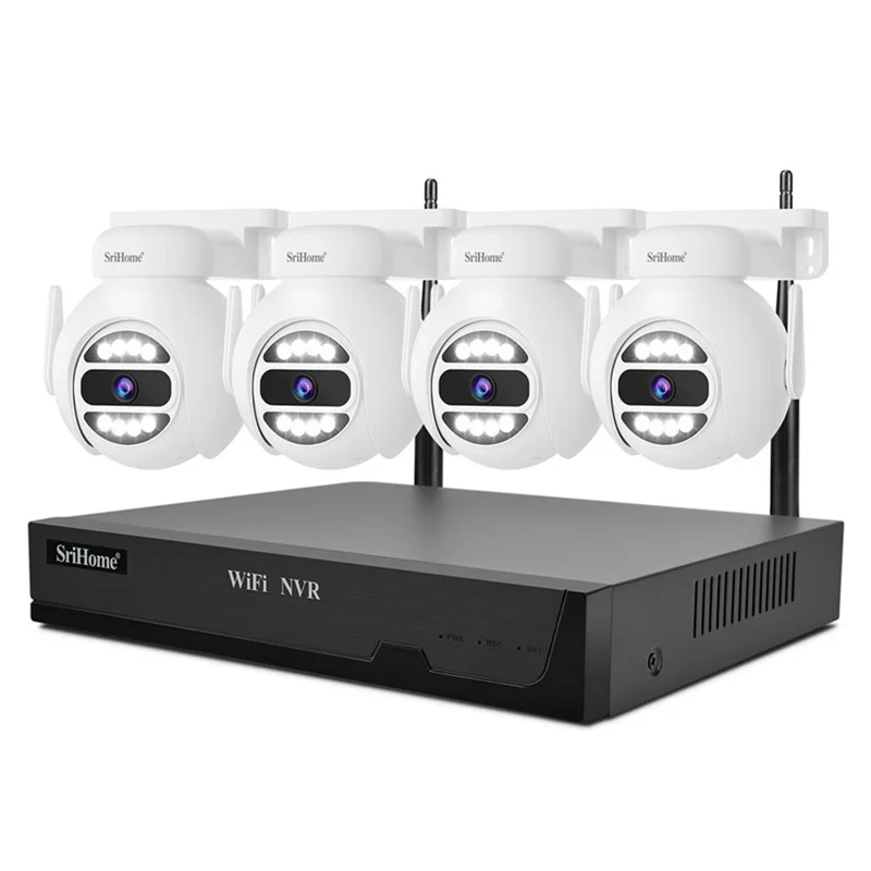 SRIHOME NVS001E+IPC047 IP66 Waterproof 5MP 8CH HD WiFi Camera NVR Video Recorder - US Plug - 1