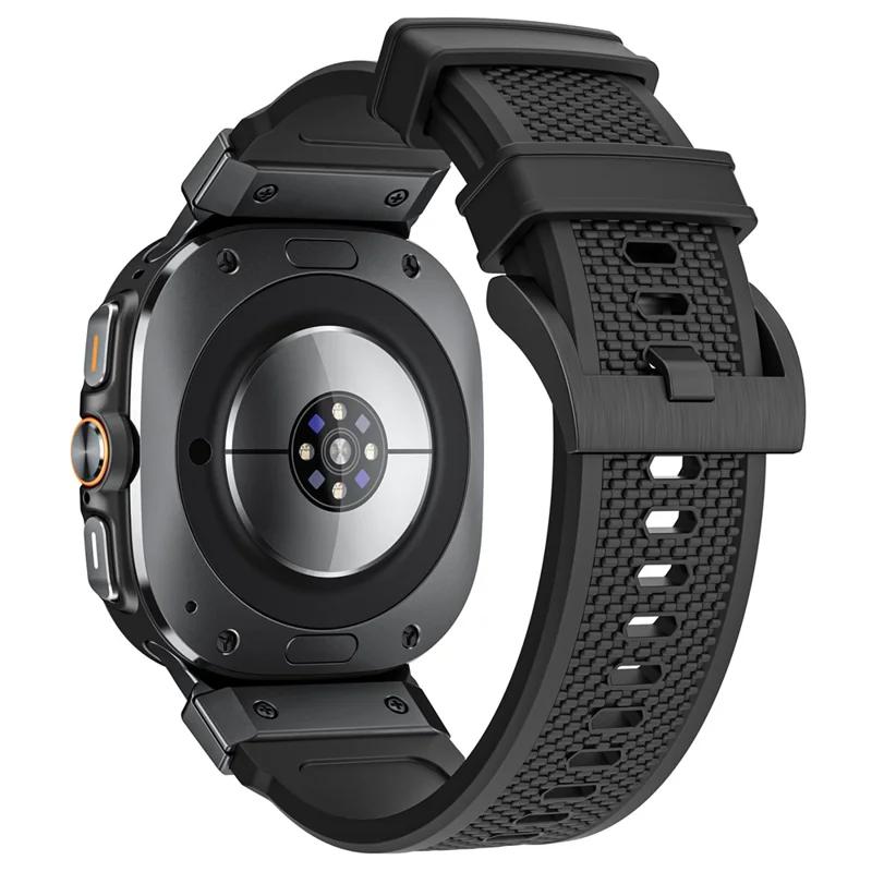 LEMONDA For Samsung Galaxy Watch Ultra (2025) 47mm / Ultra 47mm Band Rubber Breathable Watch Strap - Black / Black Connector - 1