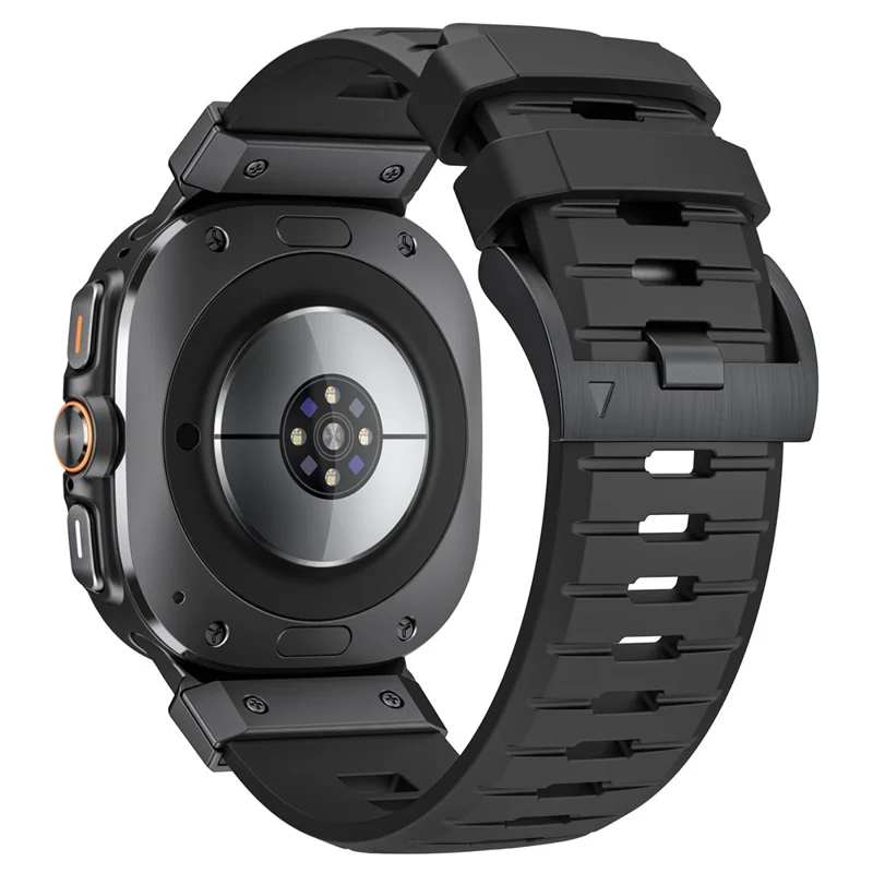 LEMONDA For Samsung Galaxy Watch Ultra (2025) 47mm / Ultra 47mm Fluorubber Strap Sweatproof Sport Watch Band - Black / Black Connector - 1
