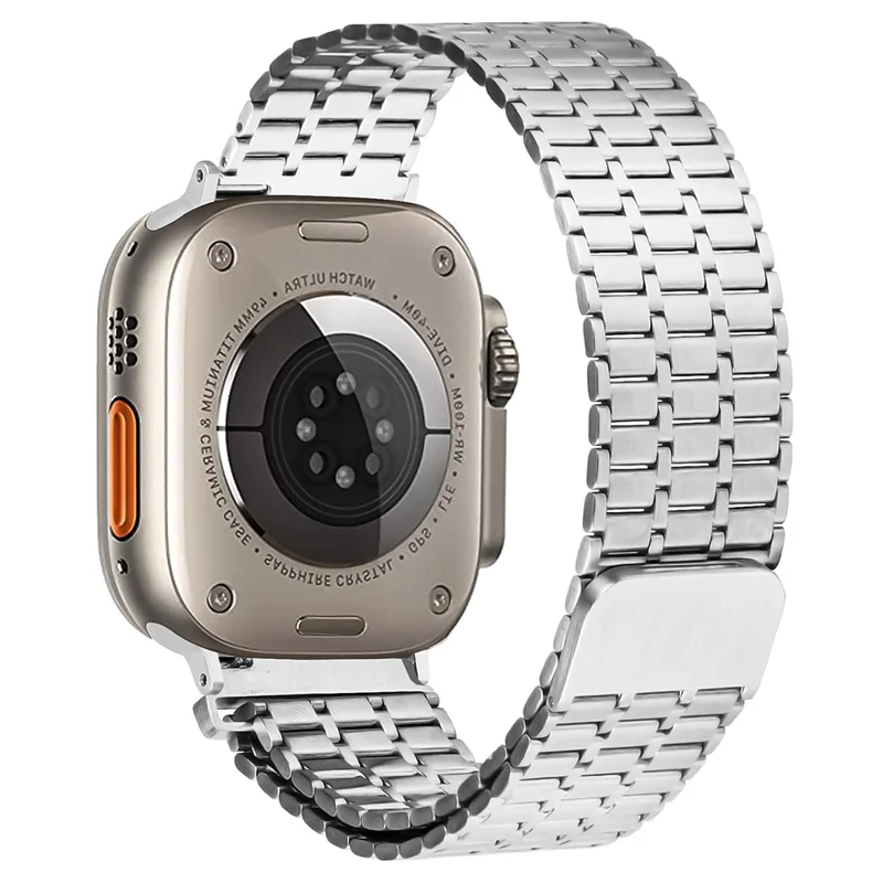 LEMONDA Magnetic Strap For Apple Watch Ultra 3 2 1 49mm / Series 11 10 46mm / 9 8 7 45mm / SE3 SE2 SE 6 5 4 44mm / 3 2 1 42mm Metal Watch Band - Silver - 1